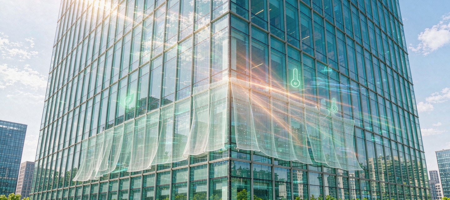 Modern glass curtain wall building energy-saving technology background