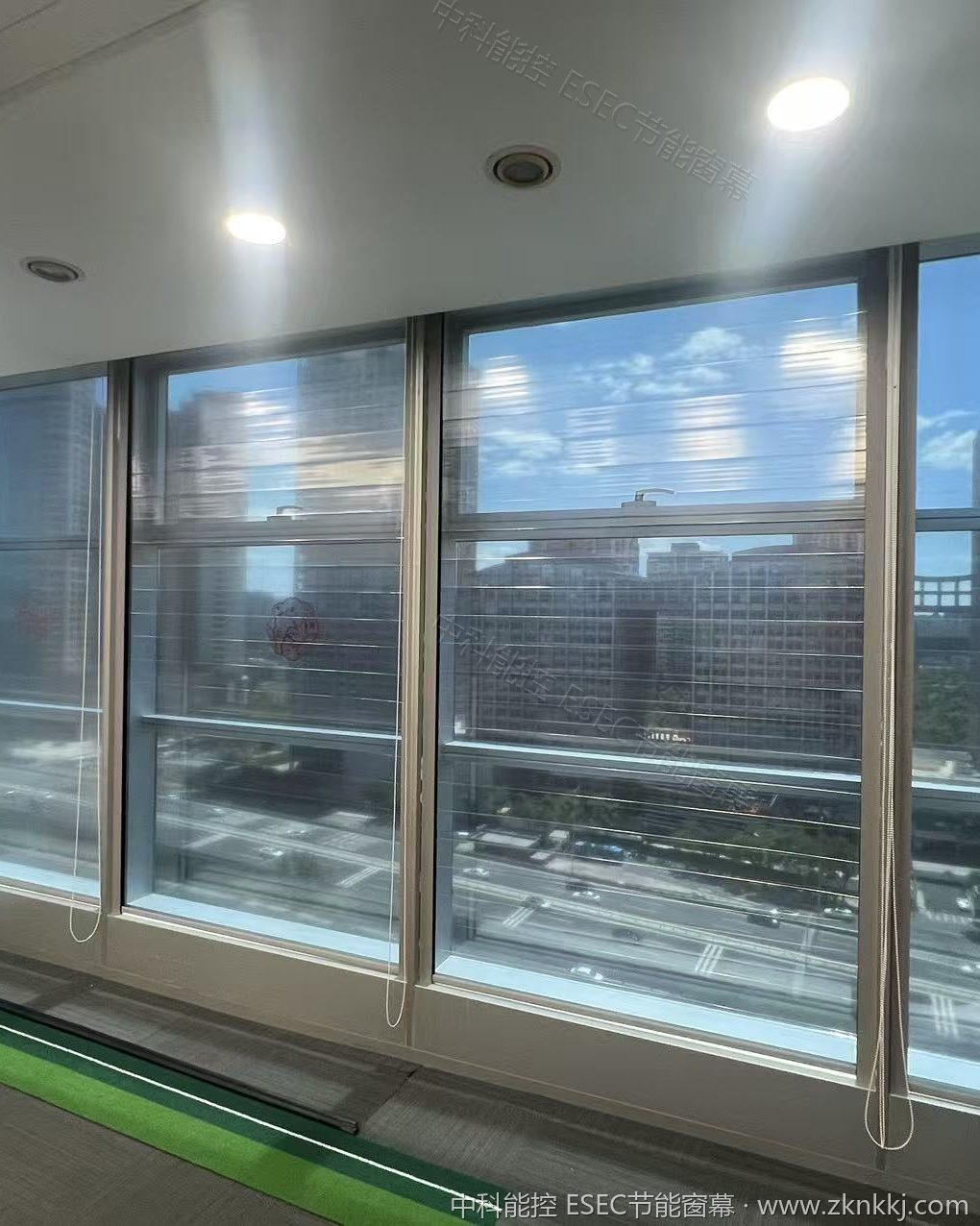 ESEC window curtains installed on leisure space windows, photographed on site