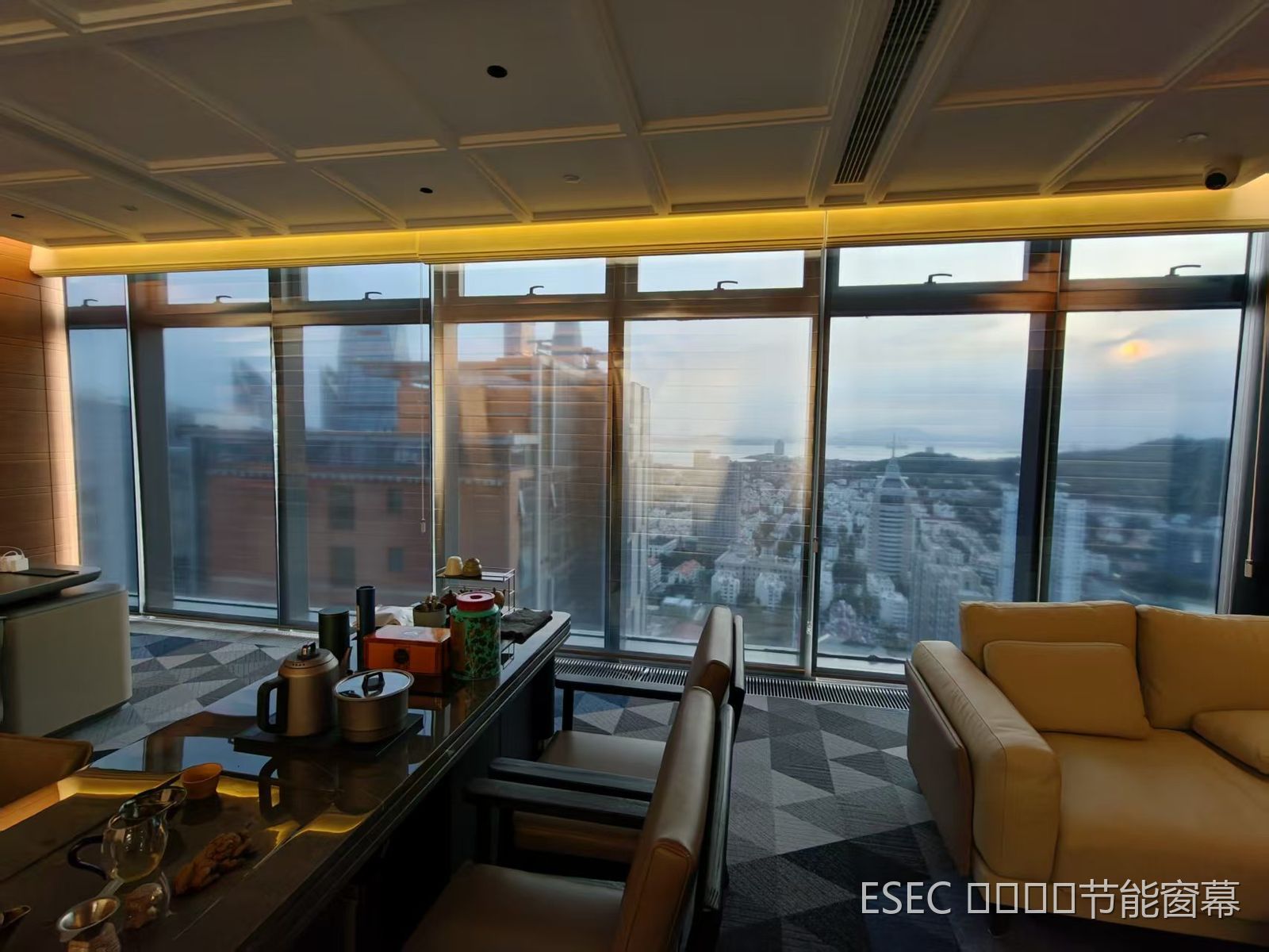 Meeting-room floor-to-ceiling window and city view