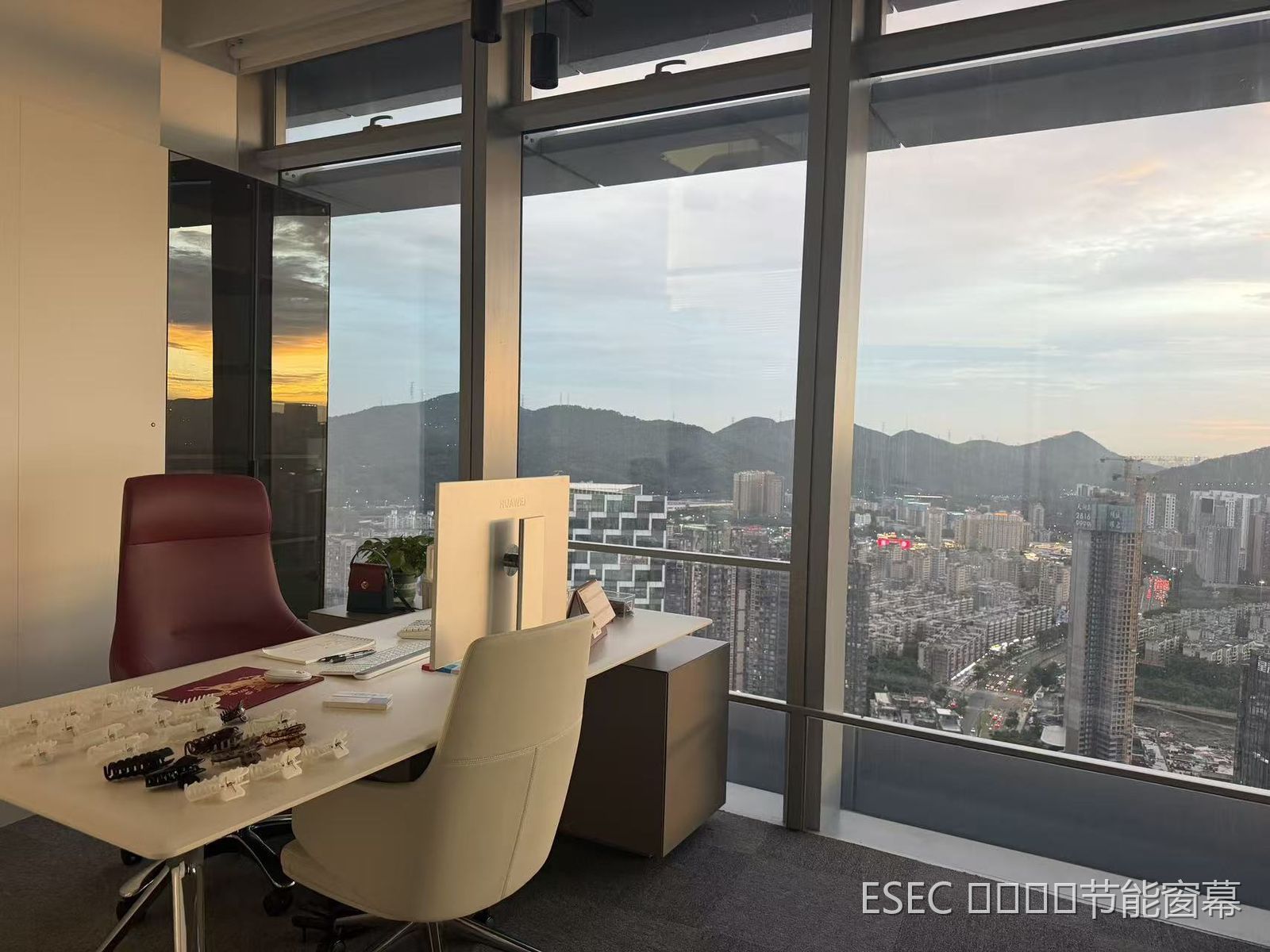 Office floor-to-ceiling window: daylight and view