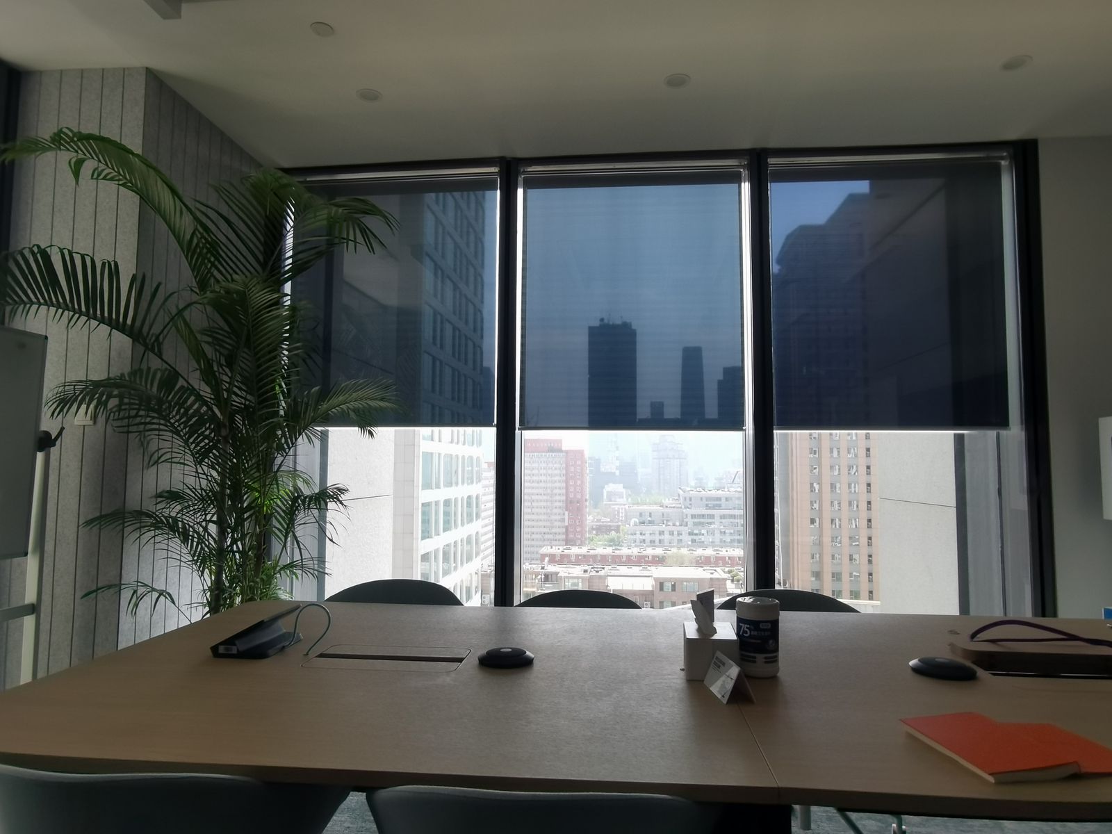 安装完成后会议区光线均匀柔和
